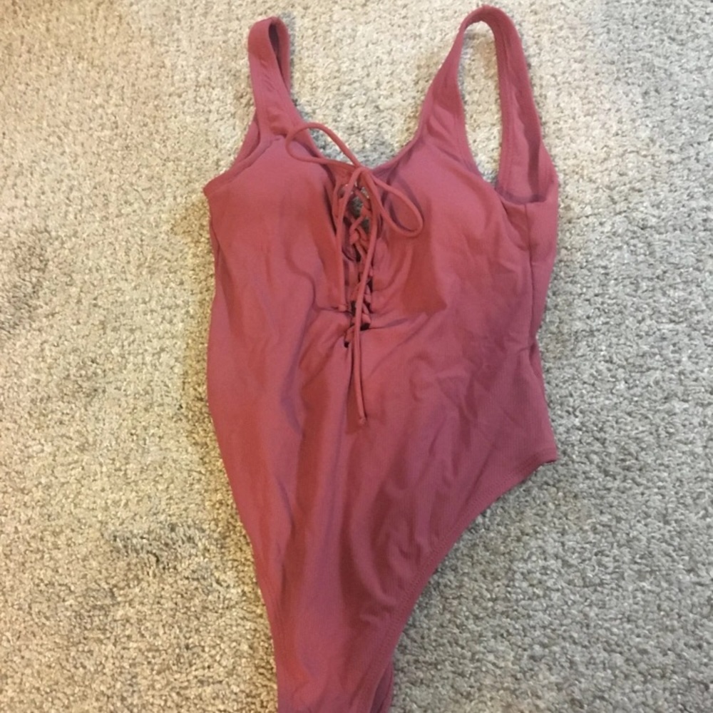 Lace up one piece swimsuit
